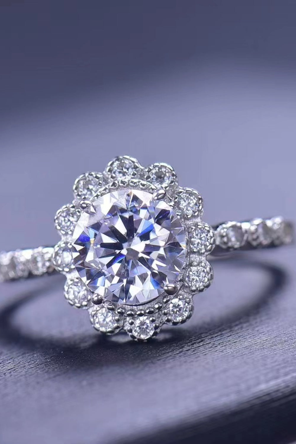 1.5 Carat Moissanite Floral-Shaped Cluster Ring - Minihomy