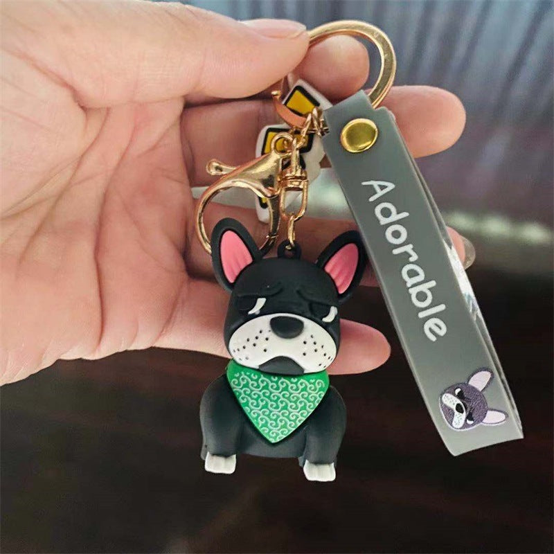 Cartoon French Fighting Dog Car Keychain