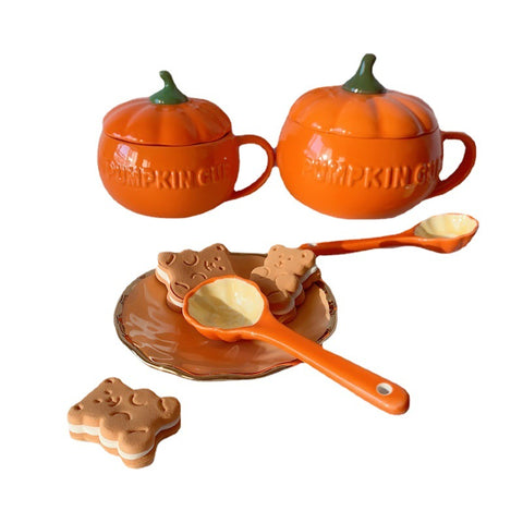 Ceramic Breakfast Couple Pumpkin Cups