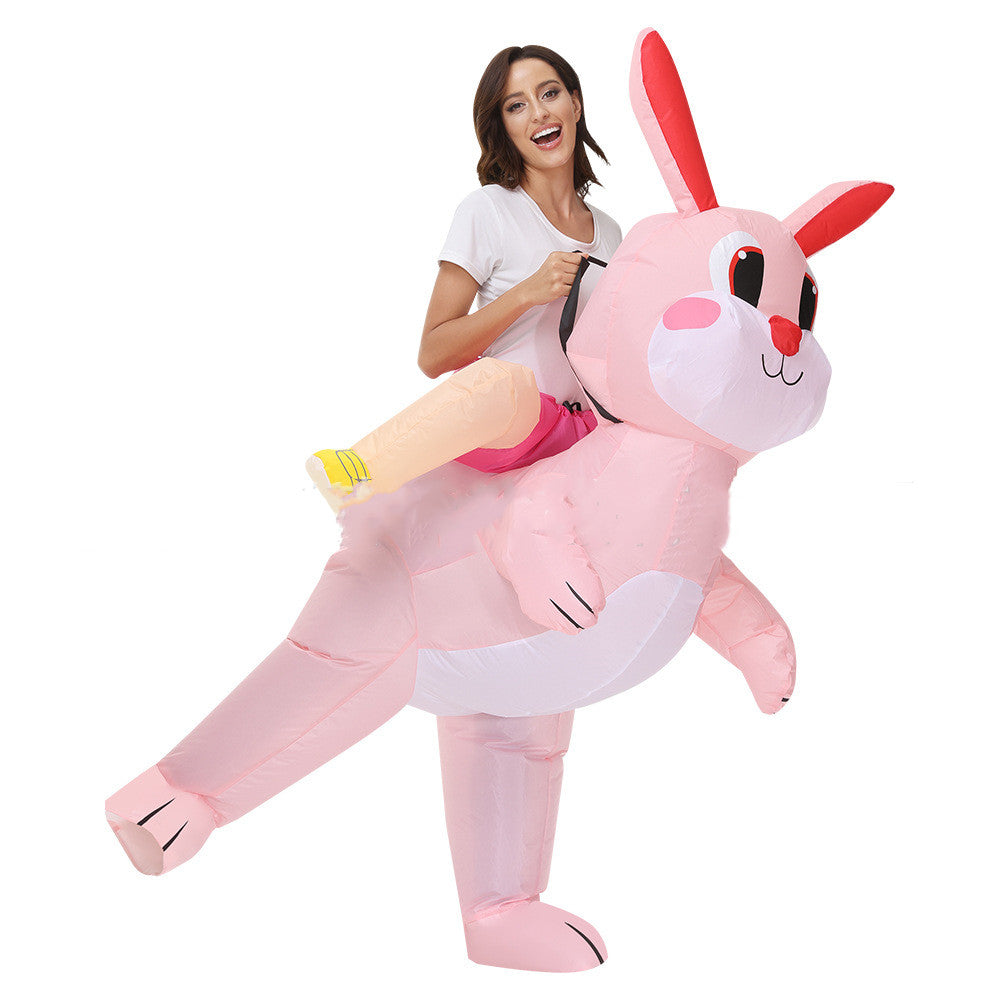 Easter Inflatable Riding Little White Rabbit