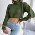 Cable-Knit Turtleneck Cropped Sweater - Minihomy