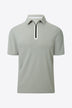 Contrast Short Sleeve Zip Polo Shirt - Minihomy