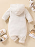 Baby Textured Button Front Hooded Jumpsuit with Pockets - Minihomy