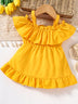 Baby Girl Frill Trim Ruffle Hem Dress - Minihomy