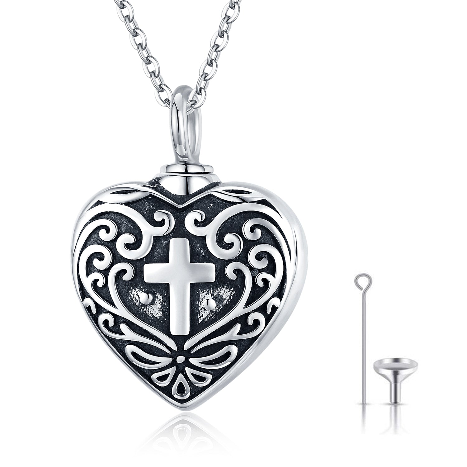 "Always with Me" S925 Sterling Silver Cross Urn for Ashes