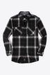 Plaid Button-Up Long-Sleeve Shirt with Pockets - Minihomy