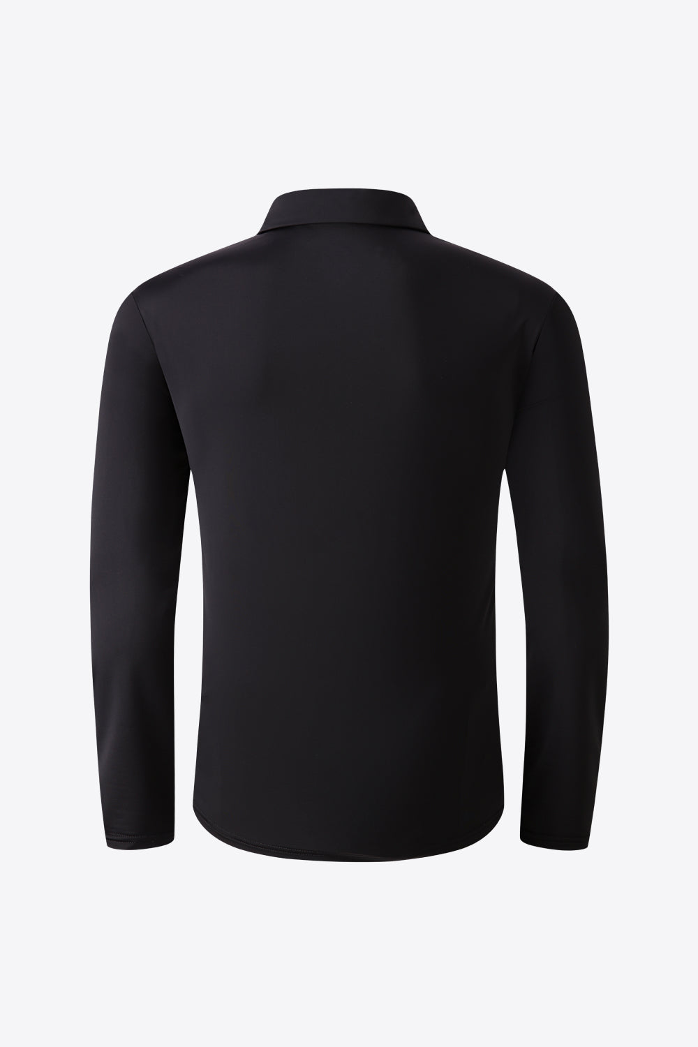 Contrast Long Sleeve Zip Polo Shirt - Minihomy