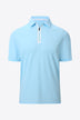 Contrast Short Sleeve Zip Polo Shirt - Minihomy