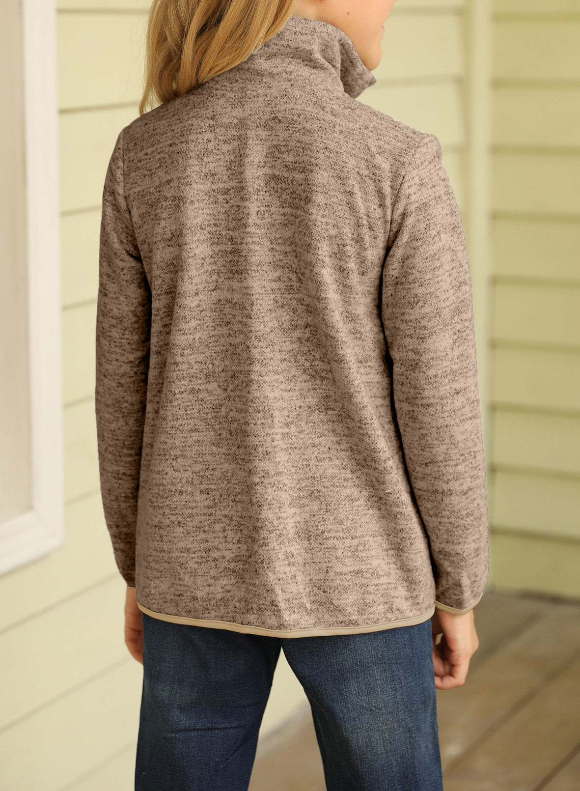 Kids Quarter-Zip Collar Sweatshirt with Kangaroo Pocket - Minihomy