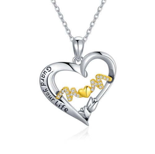 I Love You Mom Necklace Heart Jewelry Birthday Gift for Women Mom