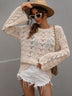 Openwork Dropped Shoulder Knit Top - Minihomy