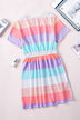 Color Block Drawstring T-Shirt Dress - Minihomy