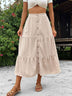 Button Down Tiered Midi Skirt - Minihomy