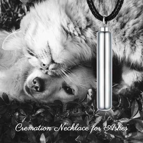 Cylinder Cremation Necklace 925 Sterling Silver Urn Jewelry Keepsake Ashes Dog Human Hair Memorial Pendant Locket Gift for Men Dad
