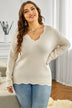 Gray Wavy V-neck Sweater