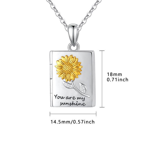 Sunflower Locket Necklace That Hold Pictures, You are My Sunshine Necklace