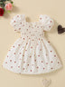 Baby Girl Heart Print Square Neck Dress - Minihomy