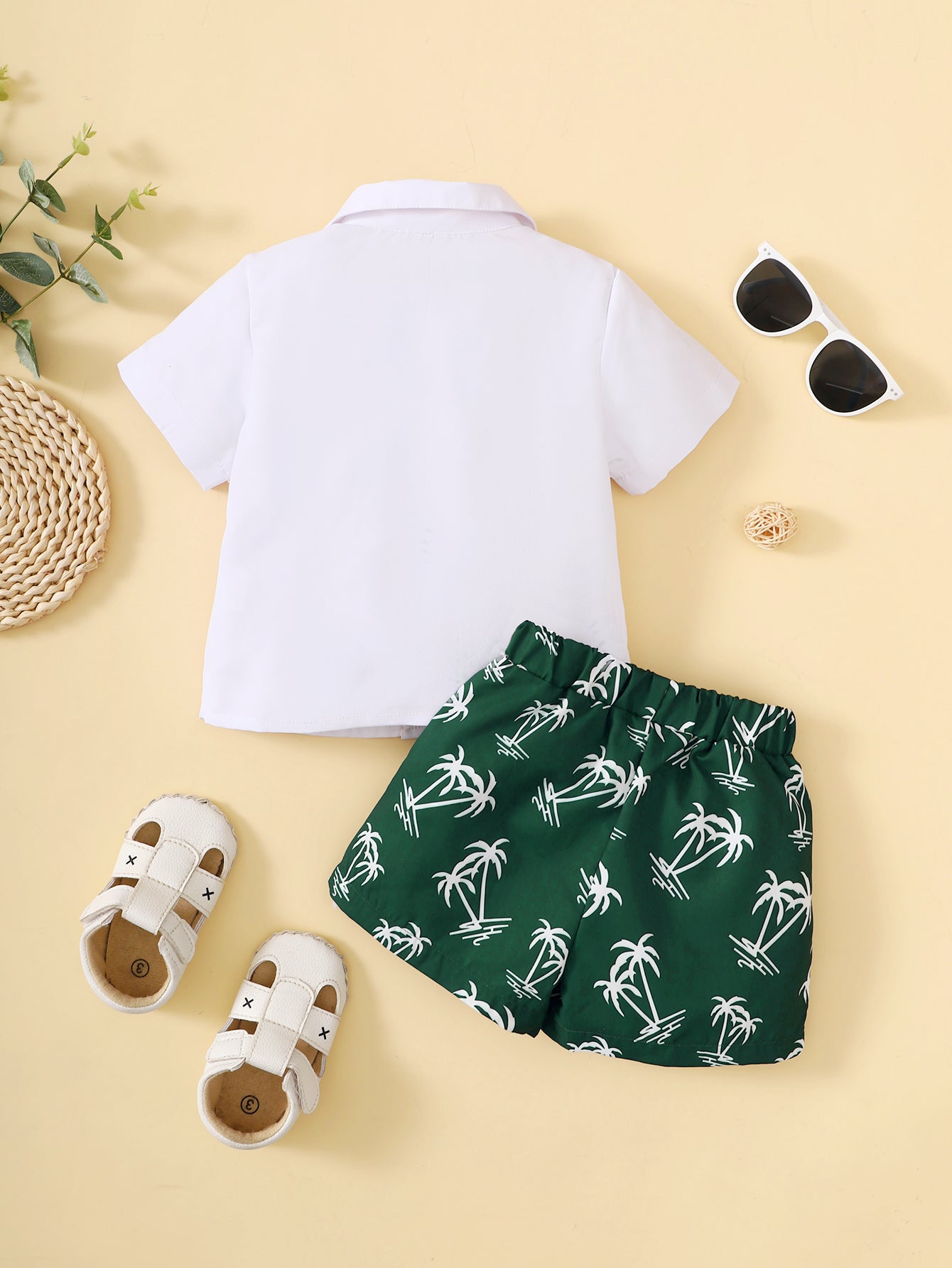 Boys Graphic Shirt and Botanical Shorts Set - Minihomy