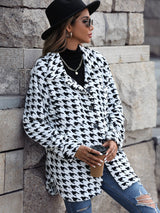 Houndstooth Side Slit Jacket with Breast Pockets