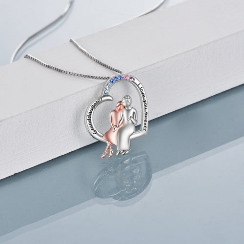 Granddaughter I Love You Forever Sterling Silver Heart Necklace Female Friendship Jewelry