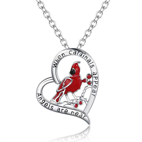 Creative Cardinal Heart Pendant Necklace