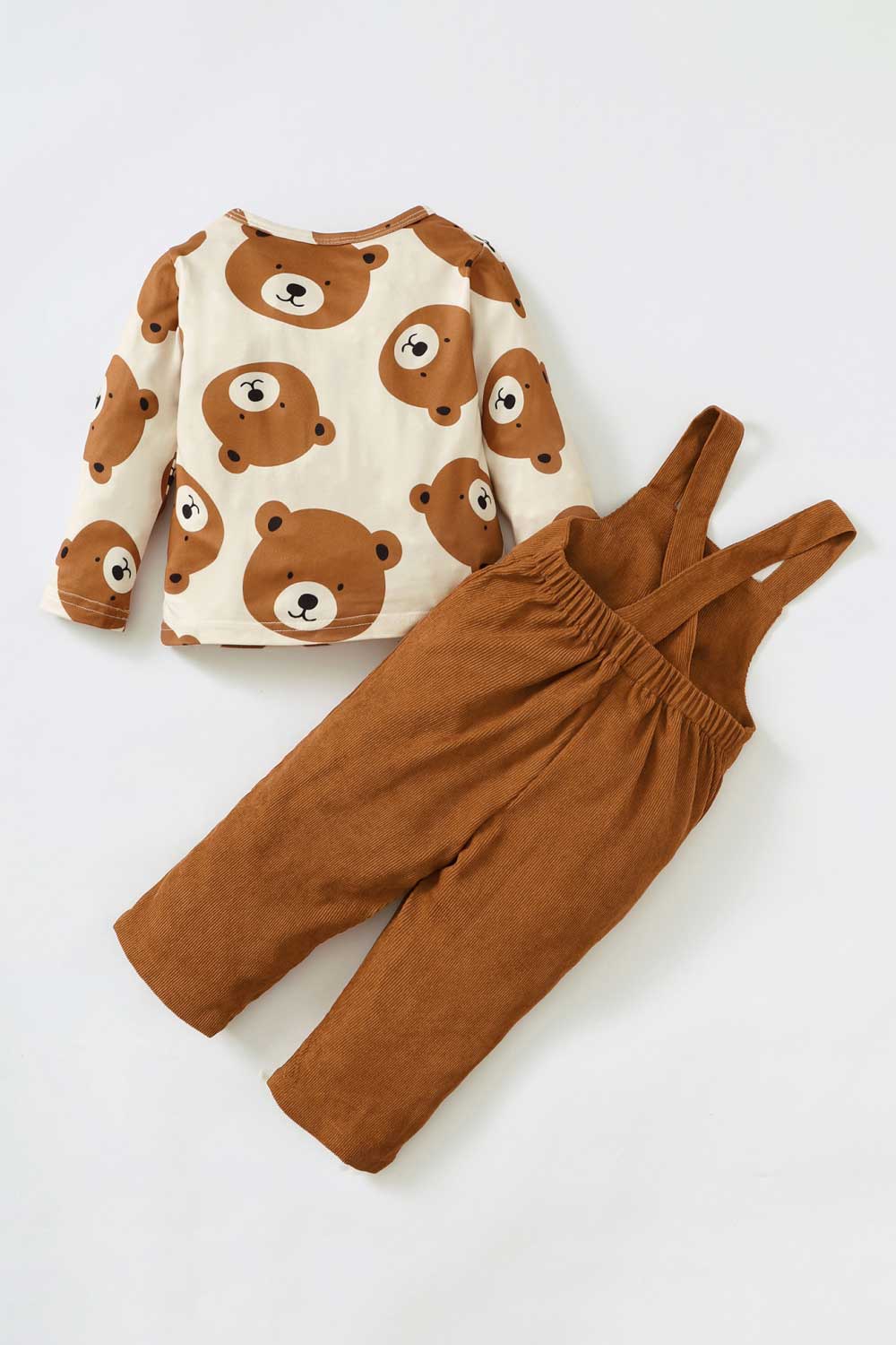 Kids Bear Print Top and Overalls Set - Minihomy