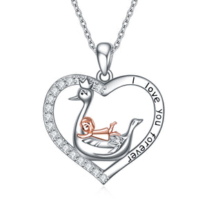Silver Swan Love Heart Pendant Valentines Graduation Gifts for Women