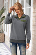 Contrast Quilted Quarter-Snap Long Sleeve Sweatshirt - Minihomy