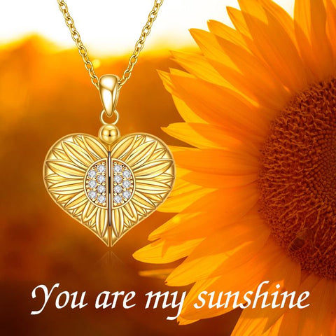 Locket Necklace Sterling sliver Heart Locket Necklace Sunflower Gifts Jewelry for Friend/Family/lover