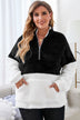 Plus Size Half Zipper Fleece Sweatshirt with Pocket - Minihomy