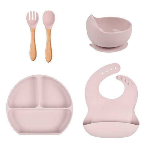 Explosive Children's Eating Silicone Dinner Plate Bowl Spoon