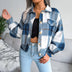 Plaid Button Cuff Long Sleeve Jacket