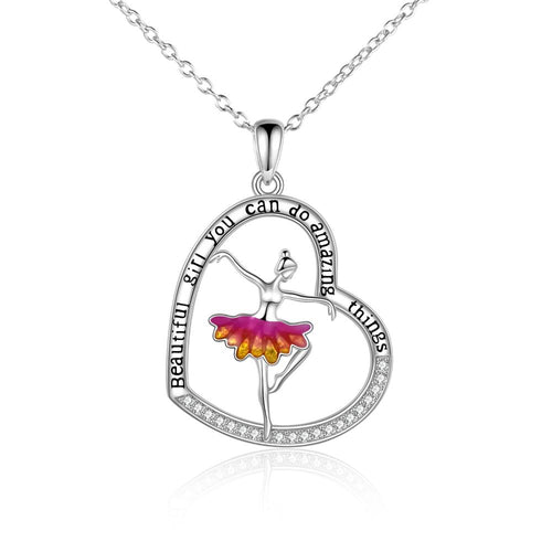 Sterling Silver Ballerina Necklace Ballet Dancing Gifts for Teen Girls