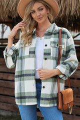 Plaid Dropped Shoulder Pocket Shacket - Minihomy