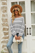 Striped Rib-Knit Off-Shoulder Sweater - Minihomy