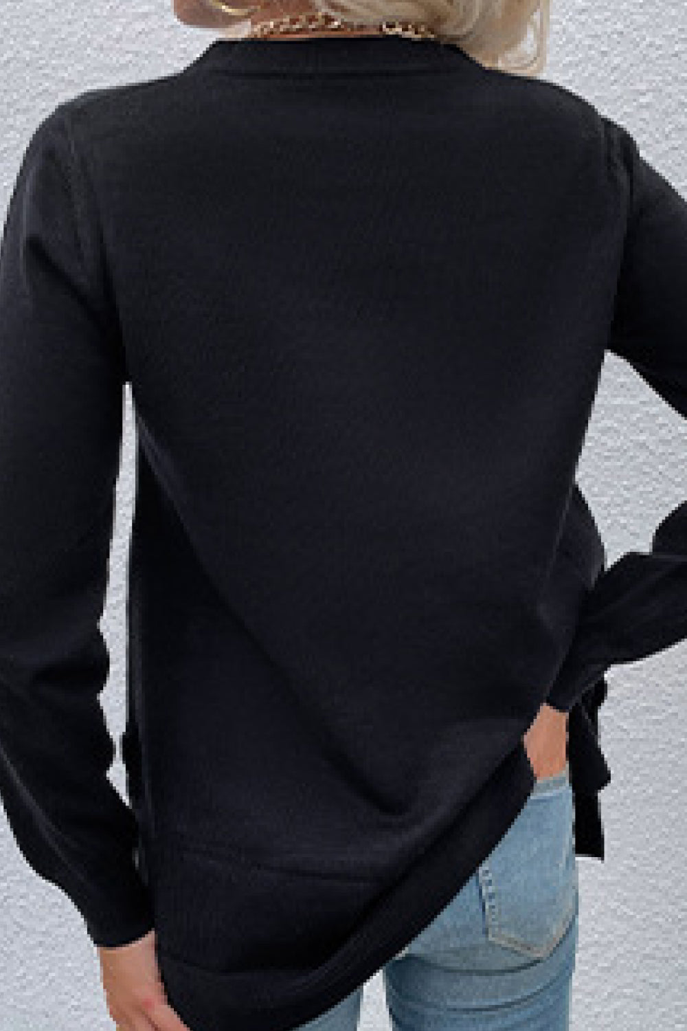 Round Neck Dropped Shoulder Sweater