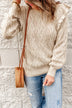 Ruffle Shoulder Cable-Knit Sweater - Minihomy