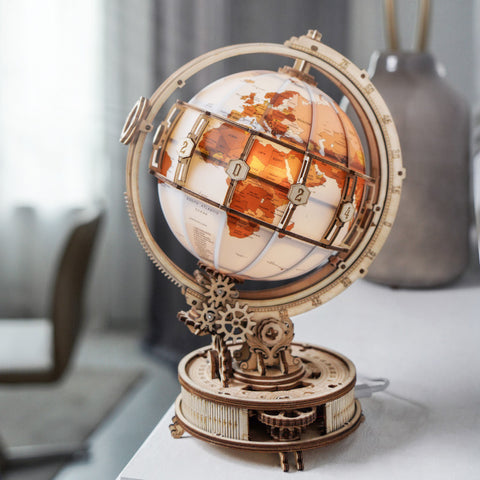 Wooden Assembled Globe Model Office Desktop Decoration