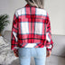 Plaid Button Cuff Long Sleeve Jacket