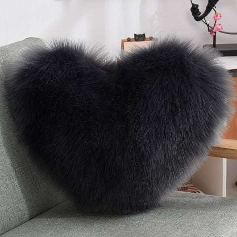 Pillows Heart Shape Long Plush Fluffy Shaggy Cushion Cover