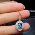 Blue Topaz Ring Pendant Earring Set Crystal S925 Silver Inlay