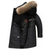 Down Jacket Trench Coat Warm Parka Windproof Large Pockets Big Fur Collar - Minihomy