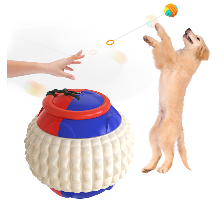 Pet Draw Rope Hand Throwing Ball ABS Grinding Teeth Resistant Chew Dog Training Ball