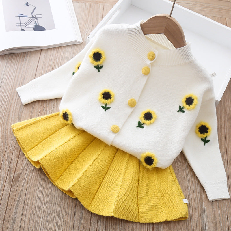 Two-piece Baby Girl Mink Wool Sweater Dress