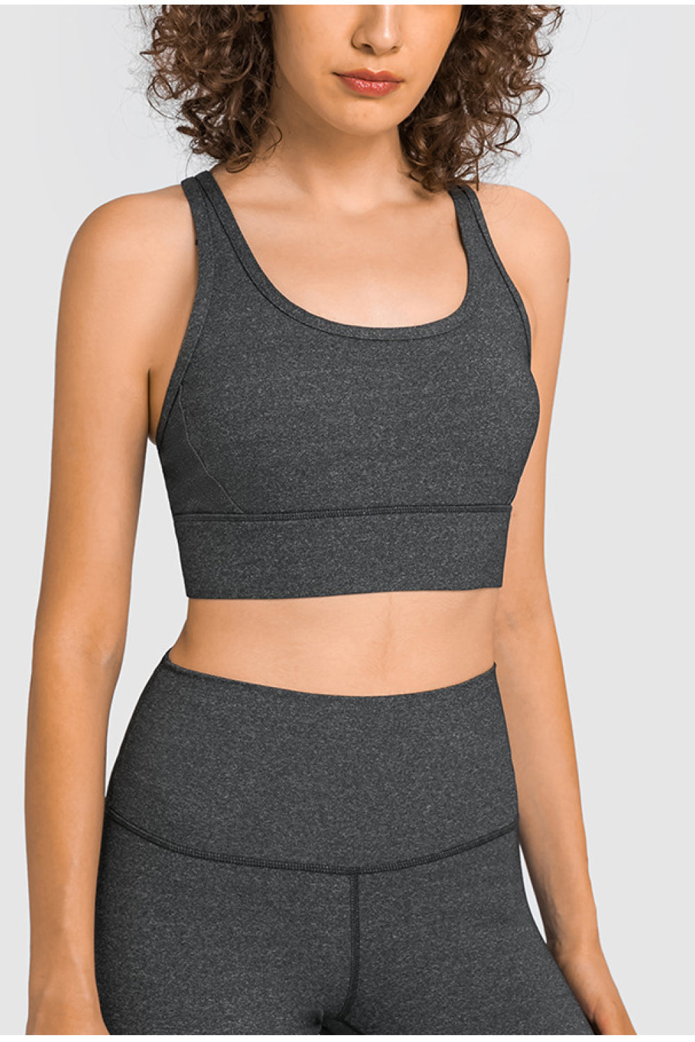 Mesh Panel Racerback Longline Sports Bra - Minihomy