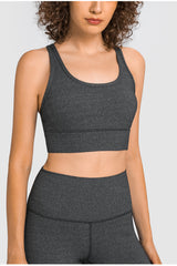 Mesh Panel Racerback Longline Sports Bra - Minihomy