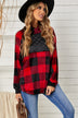 Plaid Raglan Sleeve Curved Hem Sweatshirt - Minihomy