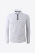 Contrast Long Sleeve Zip Polo Shirt - Minihomy