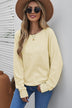 Round Neck Raglan Sleeve Exposed Seam Sweatshirt - Minihomy