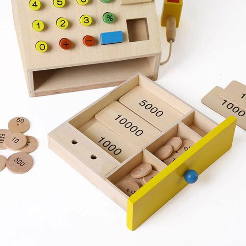 Children's Wooden Simulation Cash Register Educational Toy